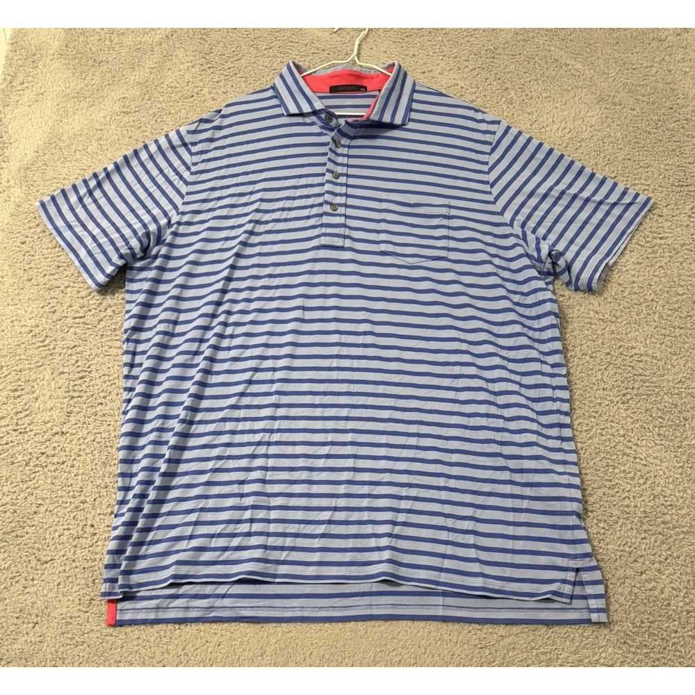 Greyson Men's Size XXL Blue‎ Striped Performance Polo EUC